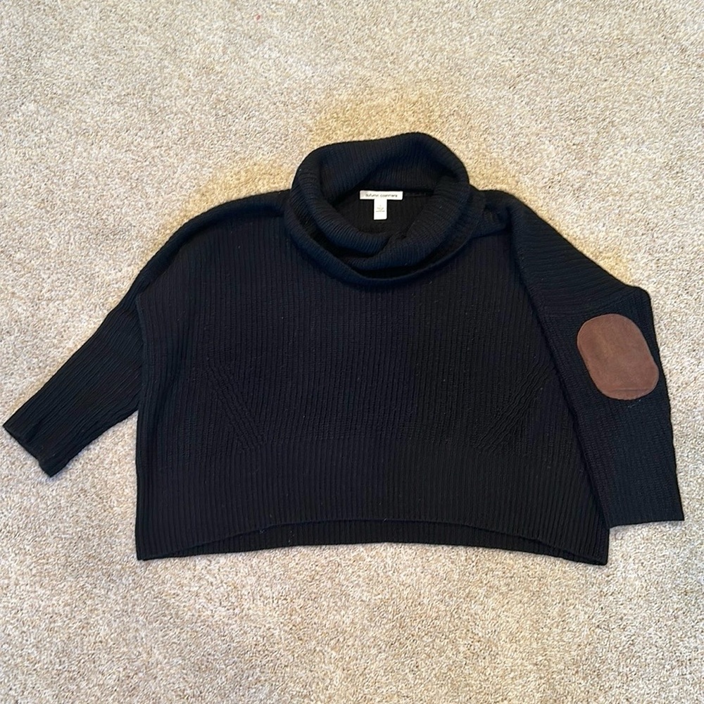 Autumn Cashmere black cowl neck elbow patch sweater